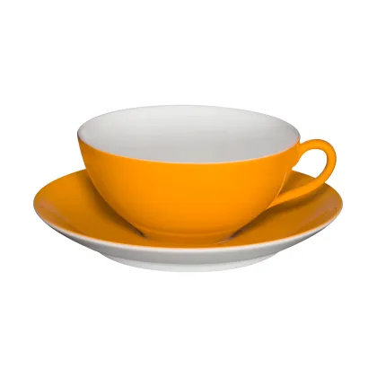 Picture Orange porcelain tea cup and saucer from a colorful unique collection - Vista Alegre