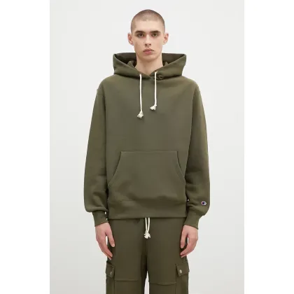 Zdjęcie Champion bluza Hooded Sweatshirt męska kolor zielony z kapturem gładka 220705