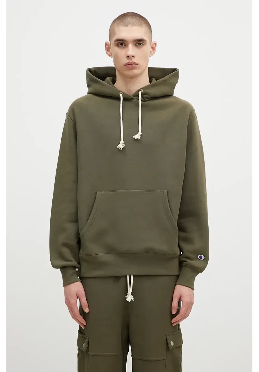 obrazek 1 Champion bluza Hooded Sweatshirt męska kolor zielony z kapturem gładka 220705