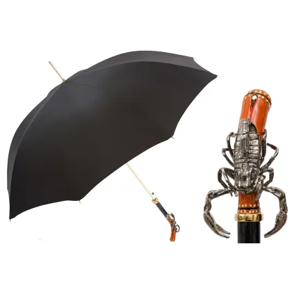 Picture Luxurious black men's umbrella with a scorpion-shaped handle - Pasotti