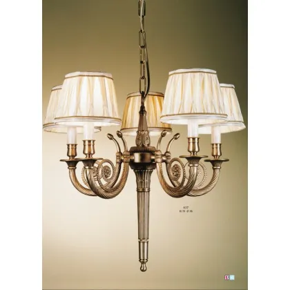 Zdjęcie Stylowy żyrandol w stylu barokowym z pięcioma lampami i stożkowymi kloszami - Il Paralume Marina