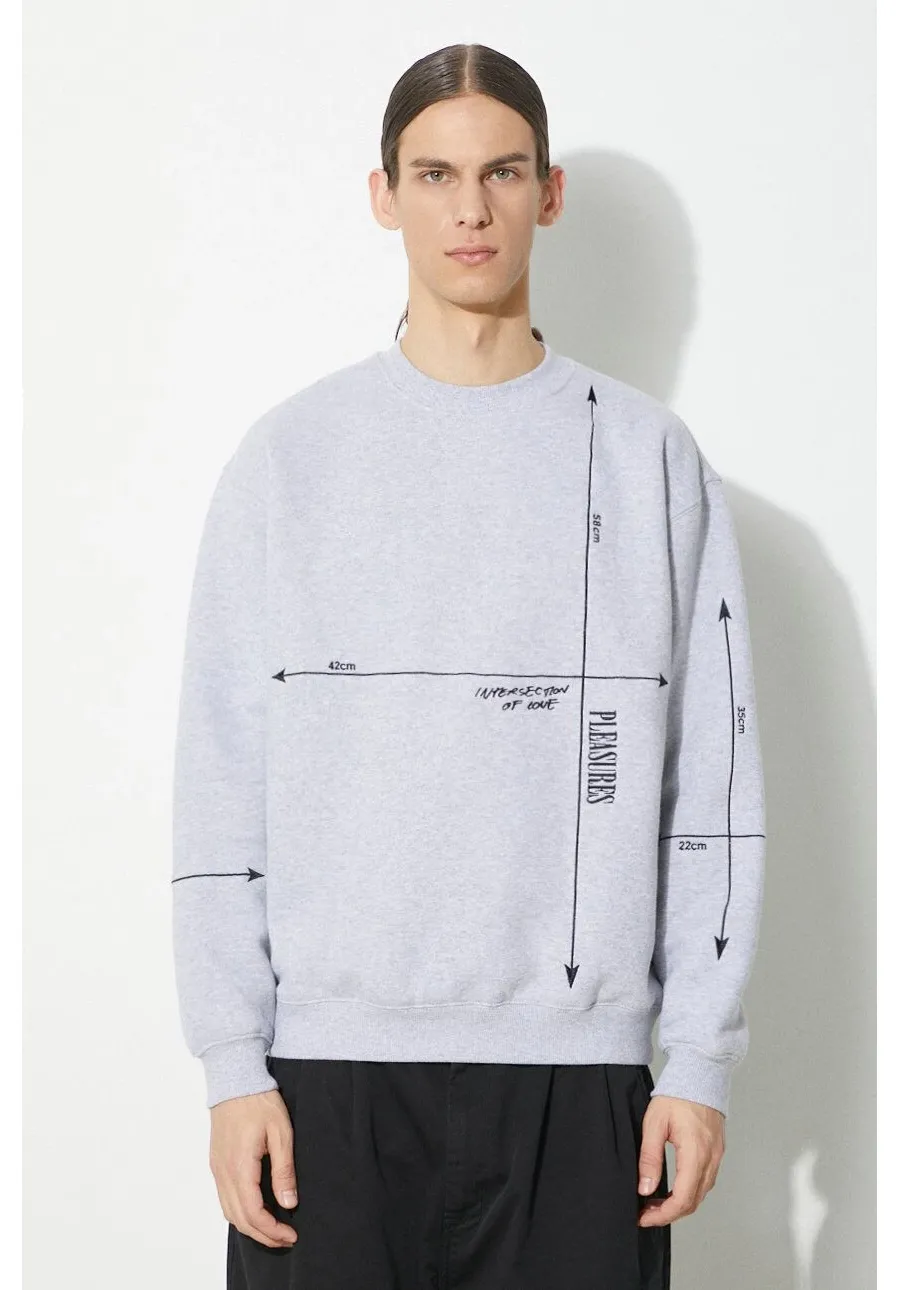 obrazek 1 PLEASURES bluza Intersection Crewneck męska kolor szary z aplikacją P23W024.GREY