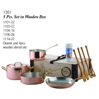 Zdjęcie Zestaw luksusowych garnków - kolekcja 4 naczyń Ruffoni +4 łyżki drewniane