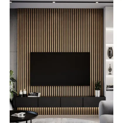 Zdjęcie 275x3x1,8 cm LD Lamele slim (fornir dębowy) - Lamel ścienny i sufitowy 3D