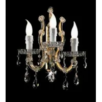 Picture Exclusive Mariateresa wall lamp with gold-plated metal frame covered with transparent glass arms and crystal pendants - Il Paralume Marina