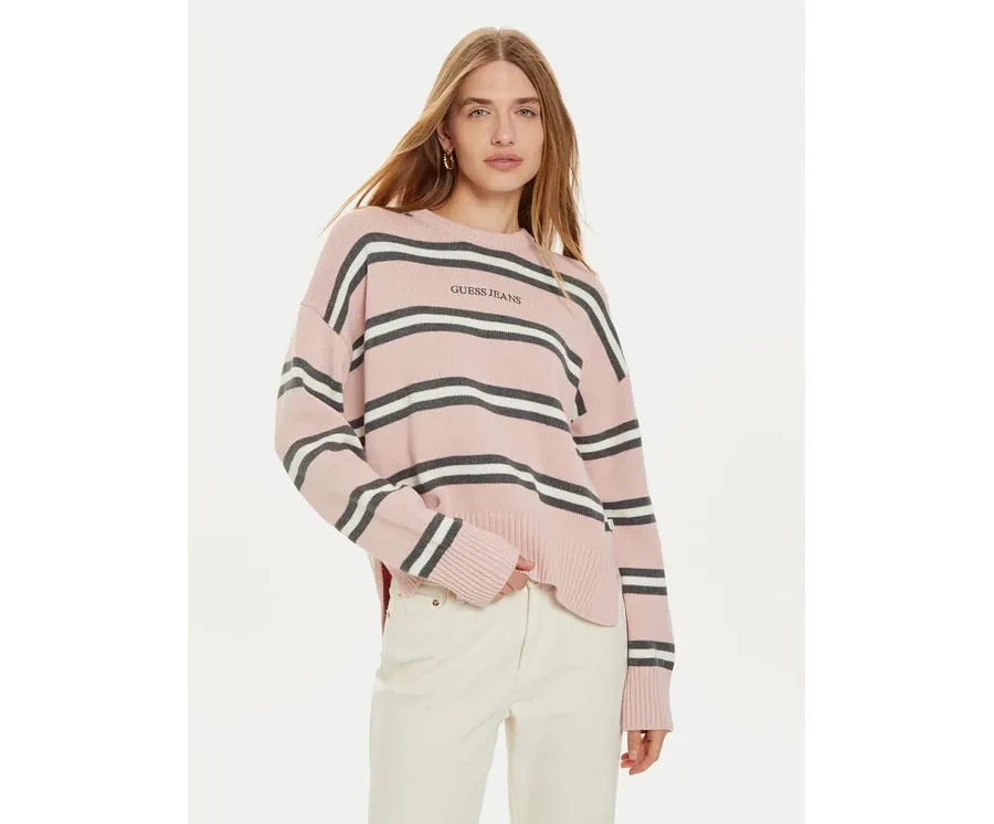 obrazek 1 Guess Jeans Sweter W4BR09 Z3HM1 Różowy Regular Fit