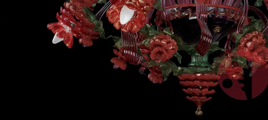 obrazek 3 Stylowy kwiatowy żyrandol ze szkła Murano - Vetreria Artistica Rosa
