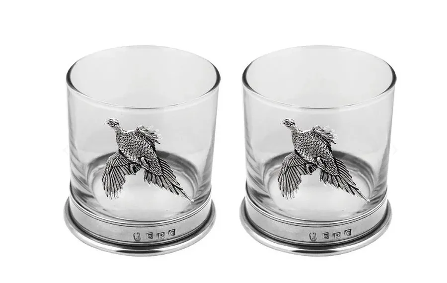 obrazek 1 Ekskluzywne prezenty z Anglii - komplet dwóch szklanek do whisky z bażantami