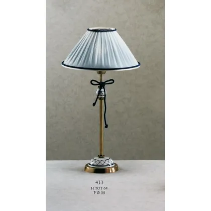Picture A beautiful lamp with ceramic elements and a conical shade - Il Paralume Marina