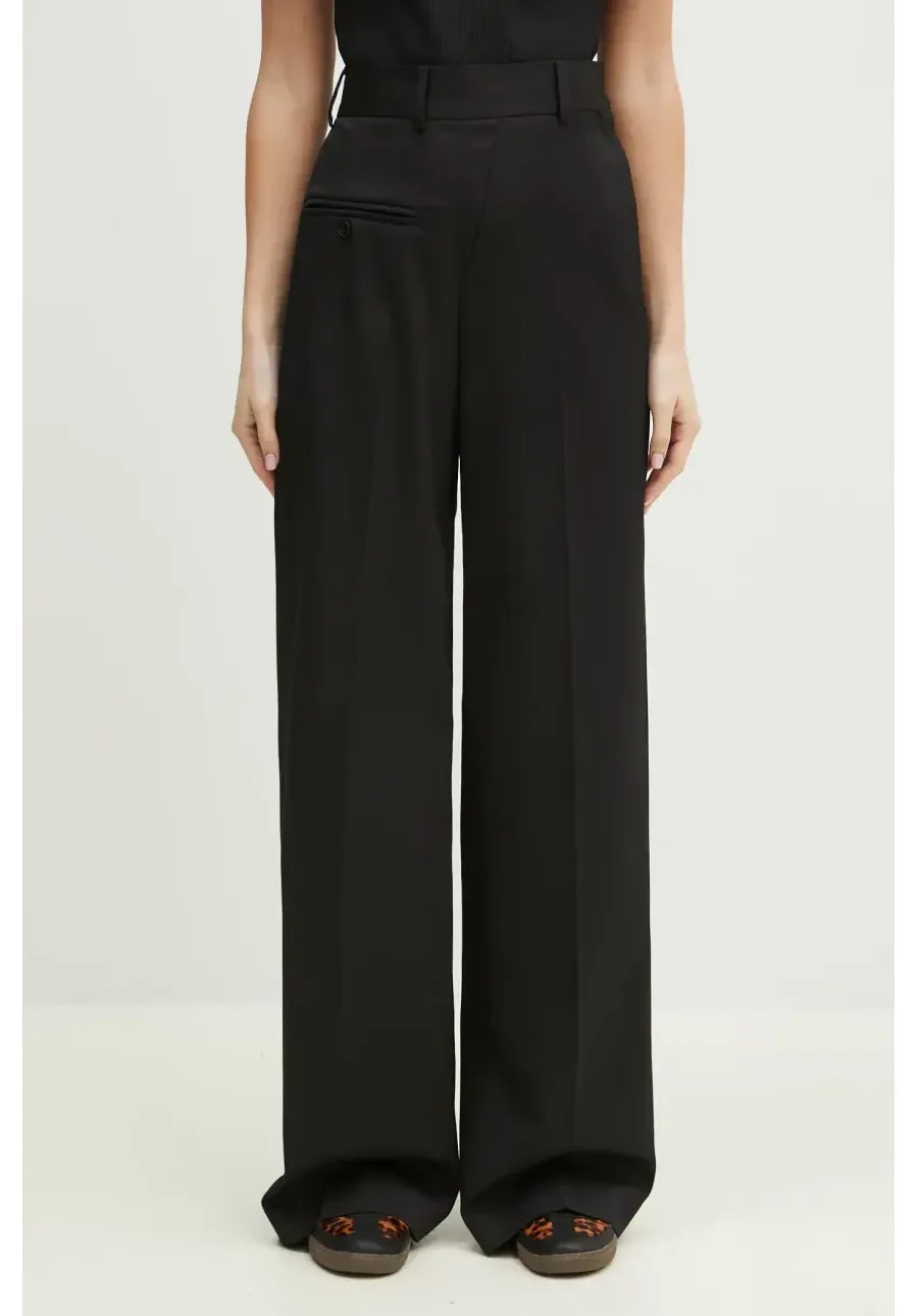 obrazek 1 MM6 Maison Margiela spodnie z domieszką wełny damskie kolor czarny proste high waist S52KA0516