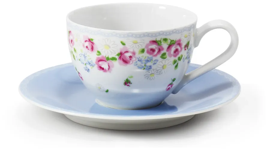 obrazek 1 Wyjątkowa filiżanka ze spodkiem w kolorze niebieskim z porcelany - Leander