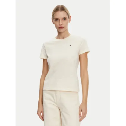 Zdjęcie Tommy Hilfiger T-Shirt Slub WW0WW44433 Beżowy Slim Fit