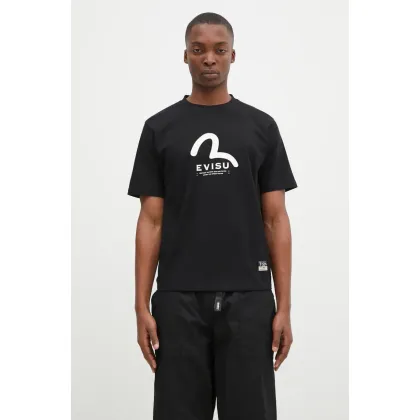 Zdjęcie Evisu t-shirt bawełniany Seagull & Evisu Print męski kolor czarny z nadrukiem 2EAHTM4TS7070