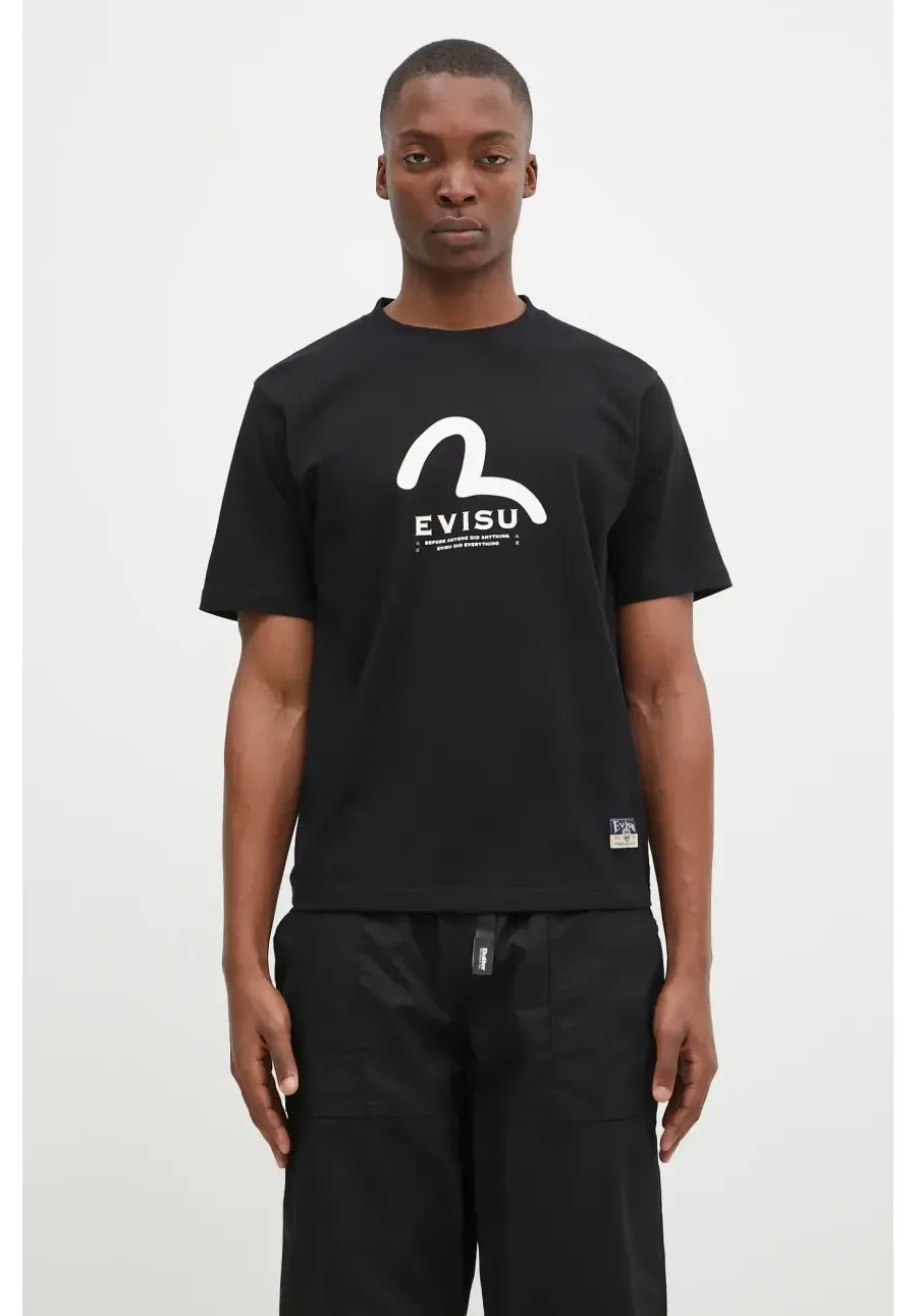 obrazek 1 Evisu t-shirt bawełniany Seagull & Evisu Print męski kolor czarny z nadrukiem 2EAHTM4TS7070