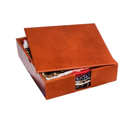 Zdjęcie Skórzane pudełko na szale - z pokrywą