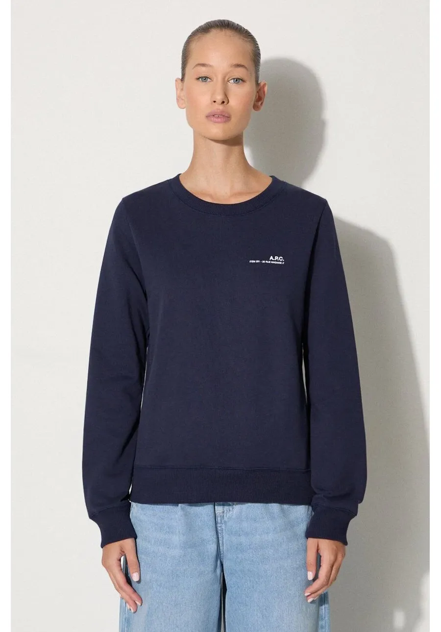 obrazek 1 A.P.C. bluza bawełniana Sweat Item F damska kolor granatowy z nadrukiem COEAS.F27663-VIOLET