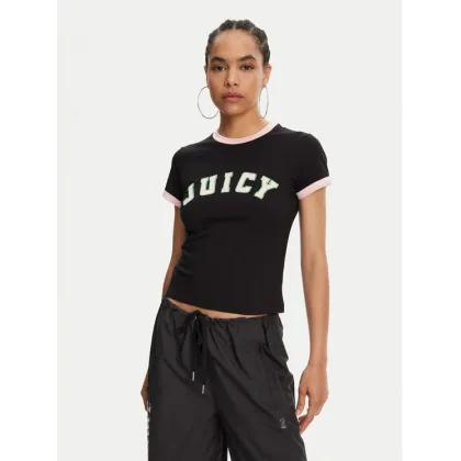 Zdjęcie Juicy Couture T-Shirt Collegiate Ringer JCWCT125320 Czarny Slim Fit