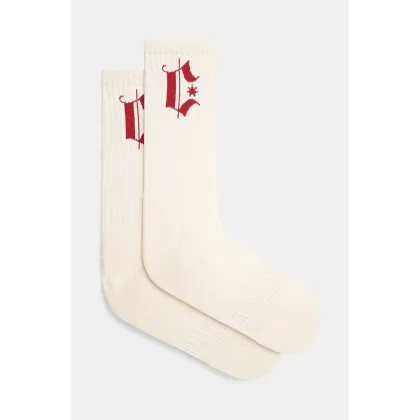 Zdjęcie Marcelo Burlon skarpetki Headletter Short Socks Ecru Burgundy męskie kolor beżowy CMRA015S25KNI0026F28