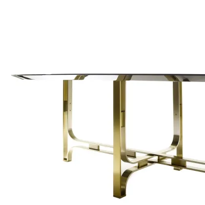 Zdjęcie Elegancki stół jadalniany z metalową podstawą i owalnym blatem H.75xL.245xP.120 cm