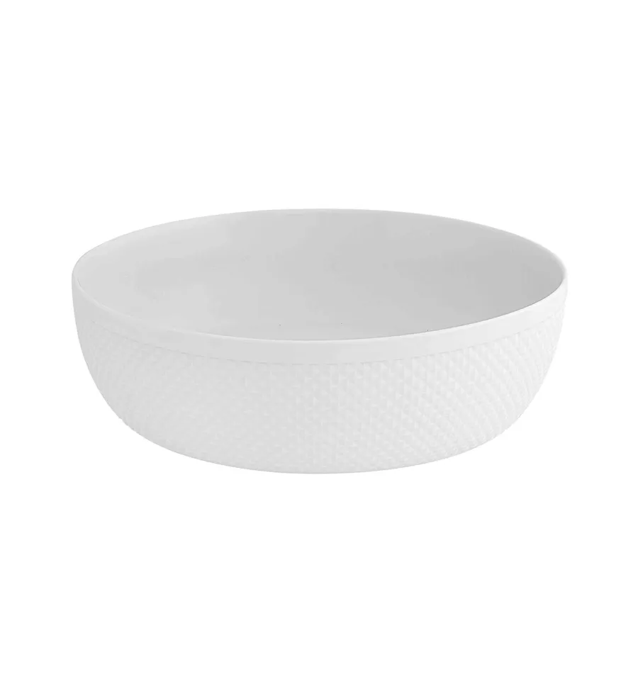obrazek 1 Średnia biała miska na sałatkę z porcelany Maya z drobnym geometrycznym zdobieniem - Vista Alegre