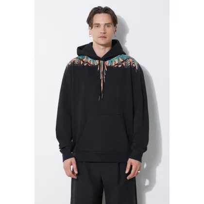 Zdjęcie Marcelo Burlon bluza bawełniana Grizzly Wings Regular Hoodie męska kolor czarny z kapturem z nadrukiem CMBB007S24FLE0021020