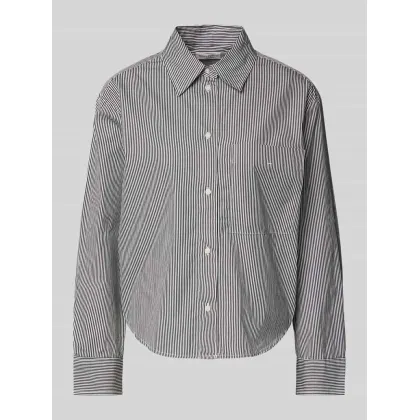 Zdjęcie Bluzka koszulowa o luźnym kroju z czystej bawełny ze wzorem w paski