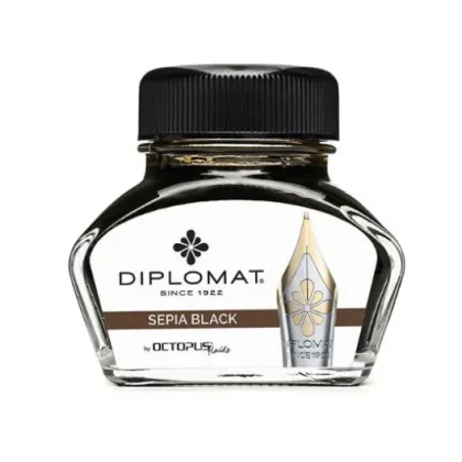 Picture Diplomat fountain pen ink in an inkwell - sepia black, 30 ml