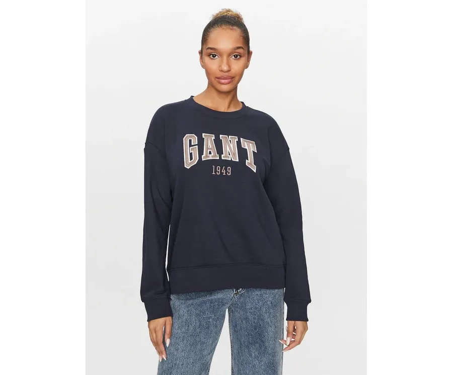 obrazek 1 Gant Bluza Rel Logo C-Neck 4200725 Granatowy Relaxed Fit