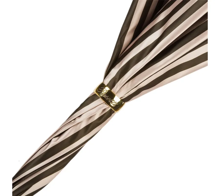 obrazek 3 Klasyczny elegancki parasol damski w czarno-białe paski – Pasotti