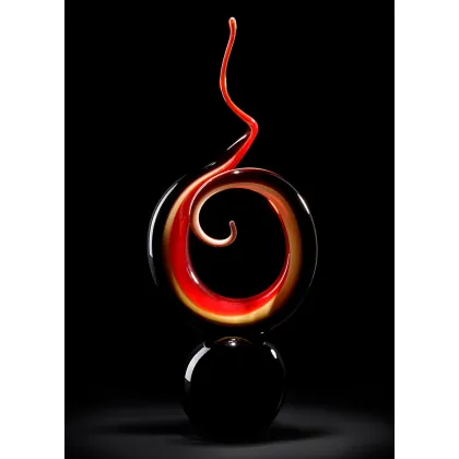 Zdjęcie Nowoczesna rzeźba abstrakcyjny wielokolorowy węzeł na czarnej podstawie rozmiar L