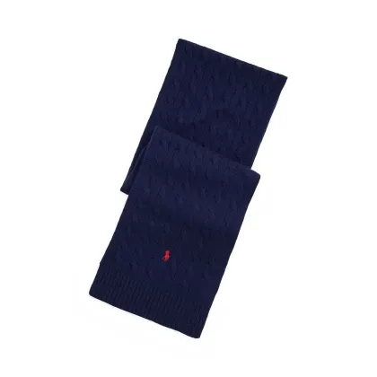 Zdjęcie Polo Ralph Lauren szalik Classic Cable Scarf męski kolor granatowy z aplikacją 449959345