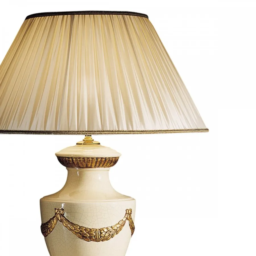 obrazek 2 Lampa stołowa z glazurowanej ceramiki z reliefami H.46xL.24xP.24 cm