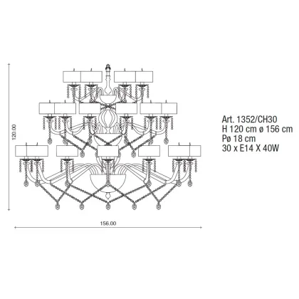 Zdjęcie Wyjątkowy żyrandol z dwukolorowymi ramionami ze szkła Murano i stożkowymi kloszami - Il Paralume Marina