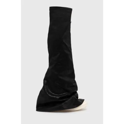 Zdjęcie Rick Owens kozaki Denim Boots Fetish damskie kolor czarny na płaskim obcasie DS01D1815.BF.911