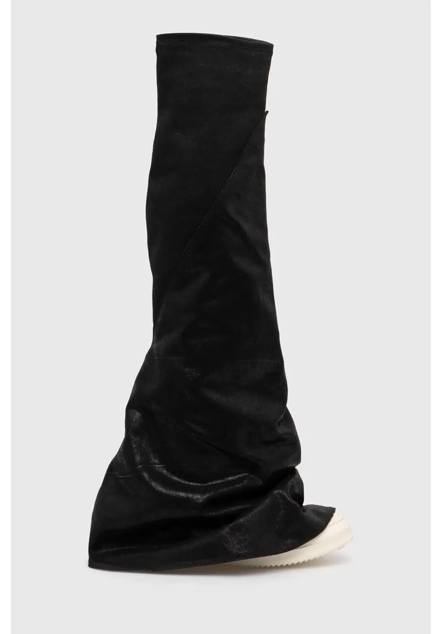 obrazek 1 Rick Owens kozaki Denim Boots Fetish damskie kolor czarny na płaskim obcasie DS01D1815.BF.911