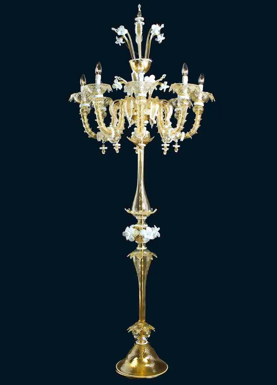 obrazek 1 Prestiżowa lampa podłogowa Imperial Gold ze szkła Murano