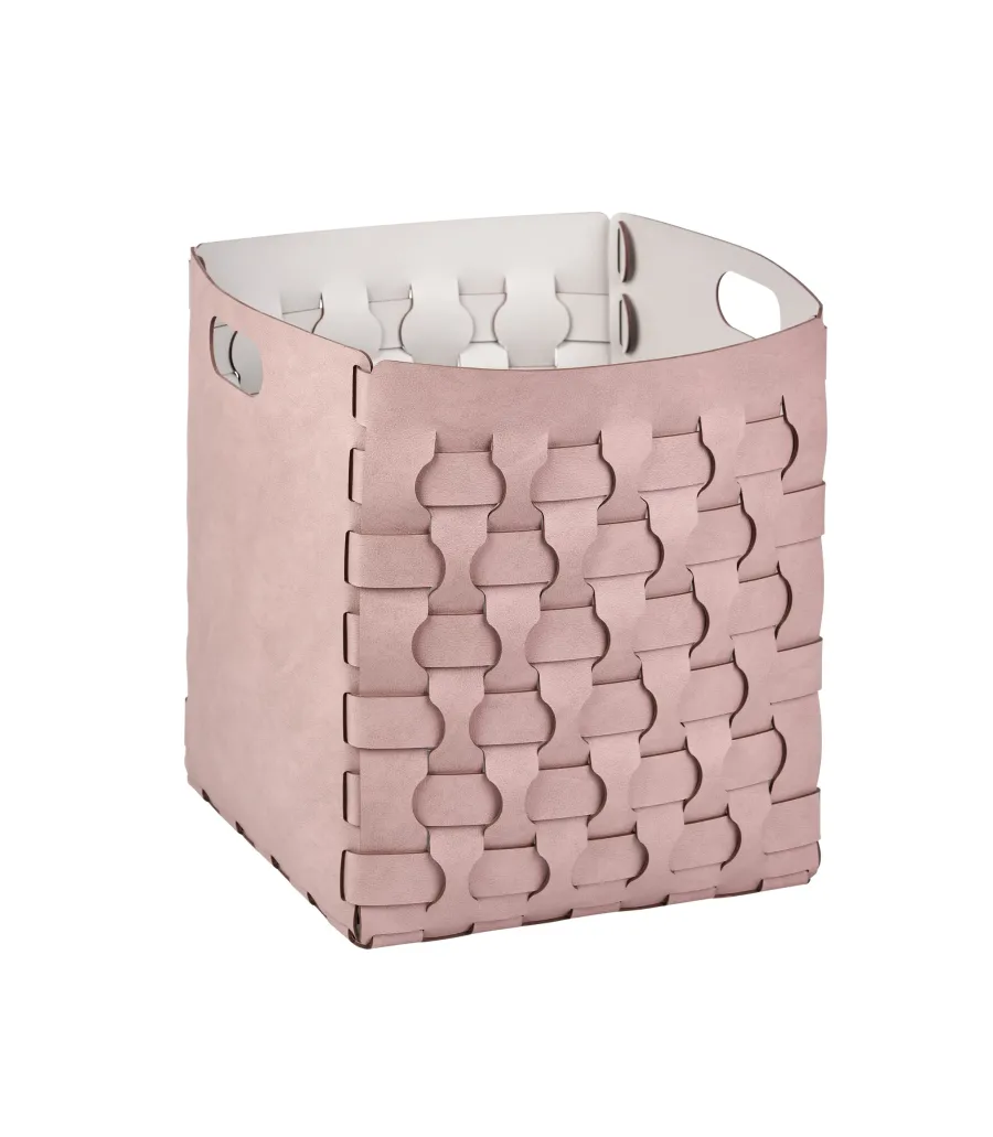 obrazek 1 Skórzany kosz Dubai 35x35xH40 cm w kolorze zgaszonego różu