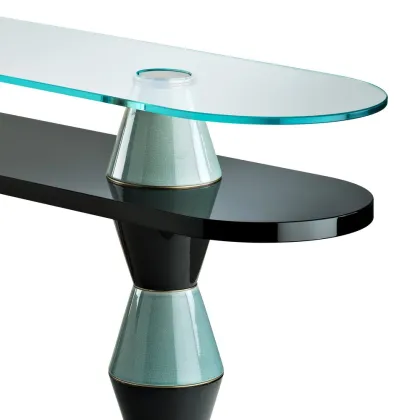 Zdjęcie Konsola z lakierowaną drewnianą półką H.78xL.160xP.40 cm