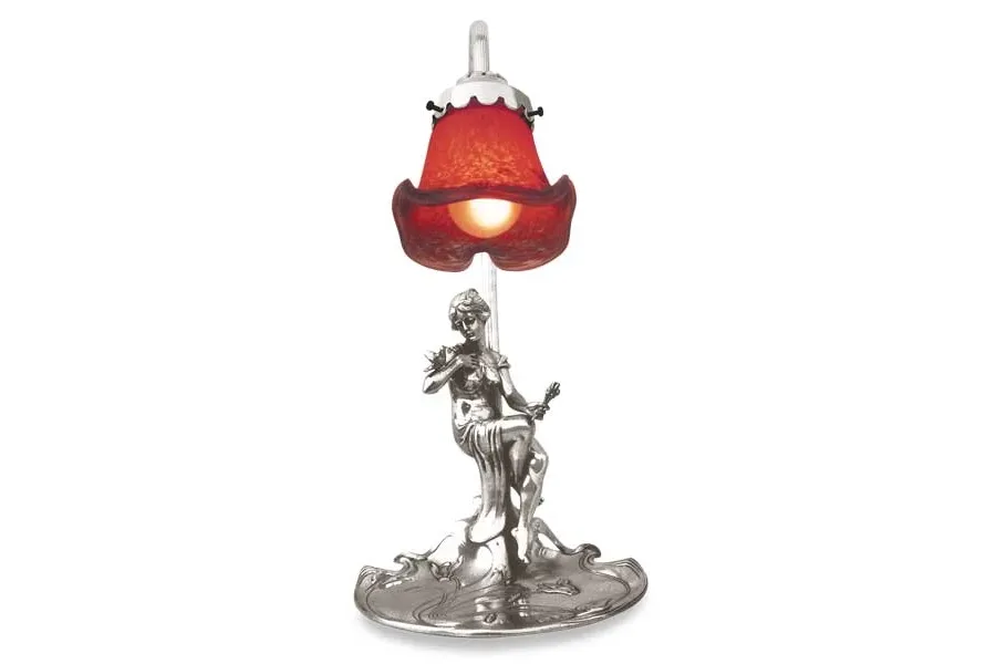 obrazek 1 Oryginalna lampka z pewteru z figurką kobiety