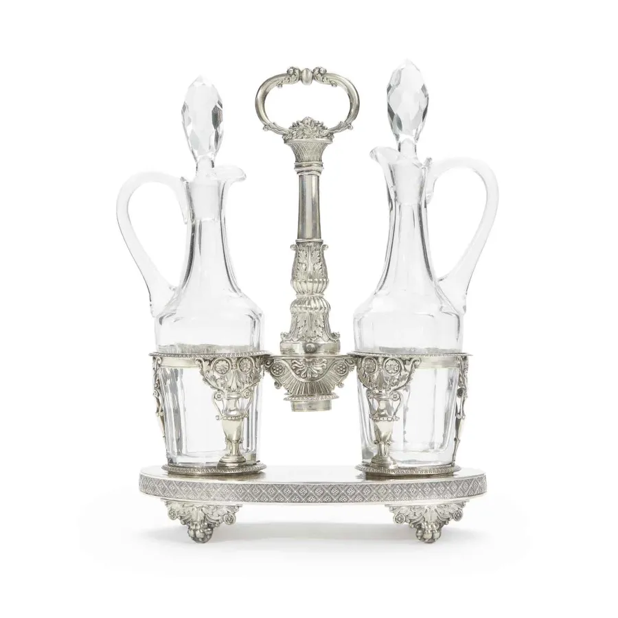 obrazek 2 Francuski zestaw ampułek do oliwy i octu z początku XIX wieku