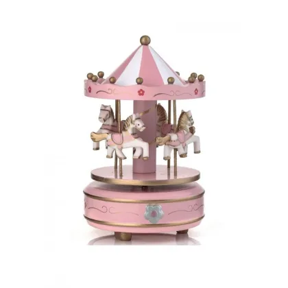 Zdjęcie Niespotykana grająca Karuzela z konikami różowa 18cm