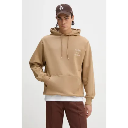 Zdjęcie Drôle de Monsieur bluza bawełniana Le Hoodie Slogan Calligraphy męska kolor brązowy z kapturem z aplikacją E.HO168.CO127.IBN Le Hoodie Slogan Calligra