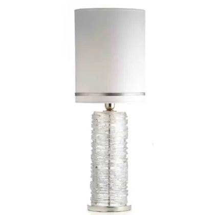 Picture Transparent table lamp made of Murano glass with a white shade - Il Paralume Marina