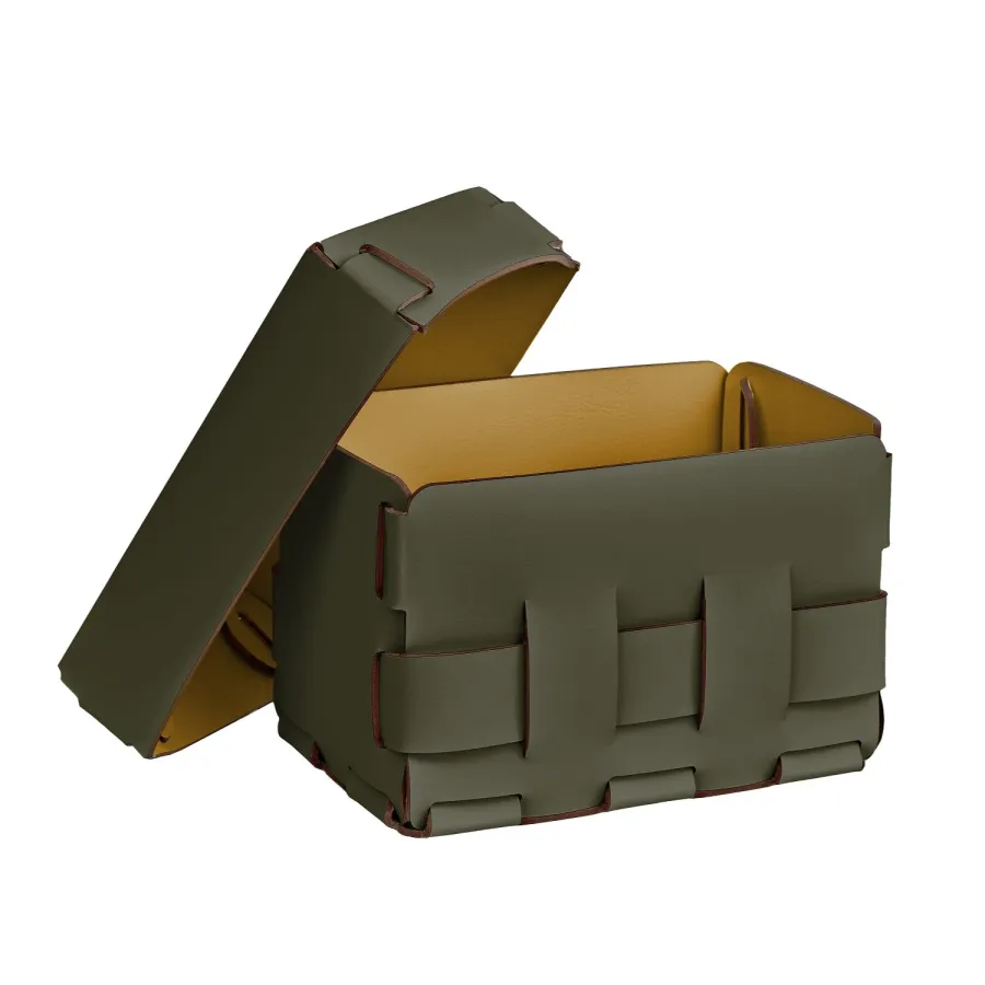 obrazek 2 Stylowy oliwkowy koszyk Bottega 12x19xH13 cm z plecionymi ściankami