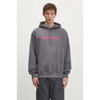 Zdjęcie thisisneverthat bluza bawełniana T-Logo Hoodie męska kolor szary z kapturem z aplikacją TN243TSWHO01