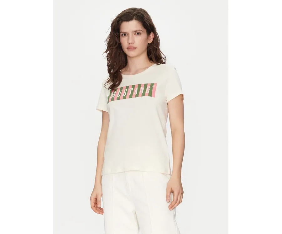 obrazek 1 Mustang T-Shirt Alma 1016138 Écru Regular Fit