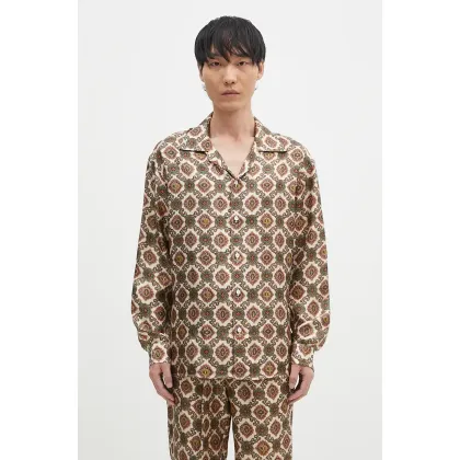 Zdjęcie Drôle de Monsieur koszula jedwabna La Chemise Renzo kolor beżowy relaxed E-SH187-SE006-BG