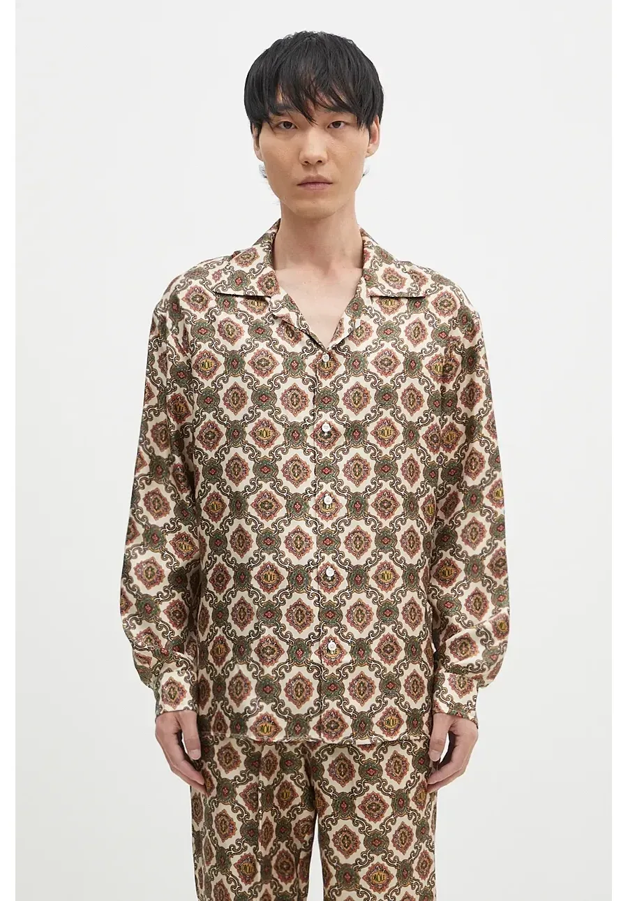 obrazek 1 Drôle de Monsieur koszula jedwabna La Chemise Renzo kolor beżowy relaxed E-SH187-SE006-BG