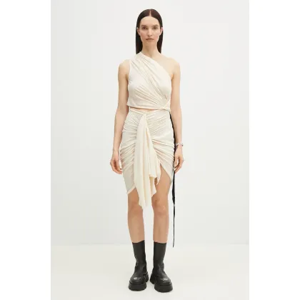 Zdjęcie Rick Owens DRKSHDW sukienka bawełniana Fog kolor beżowy mini dopasowana DS01E3500.BHN