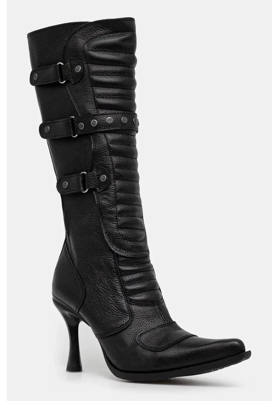 obrazek 1 VETEMENTS kozaki skórzane Biker Boots damskie kolor czarny na szpilce WA66BO110B